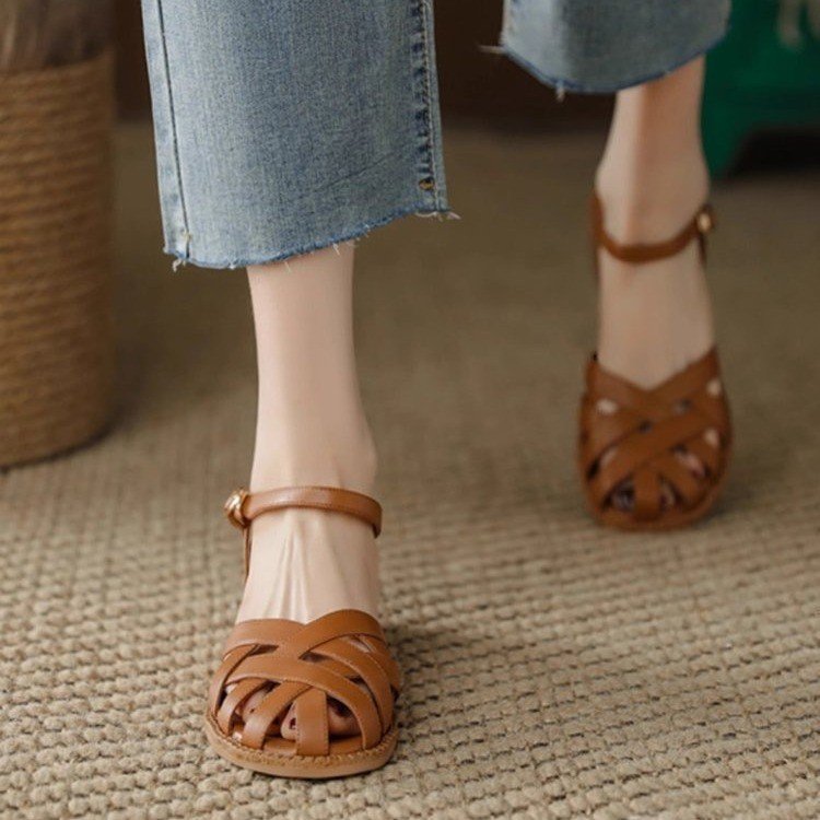 Damen Riemchen-Sandalen mit elegantem Flechtdesign und verstellbarem Riemen
