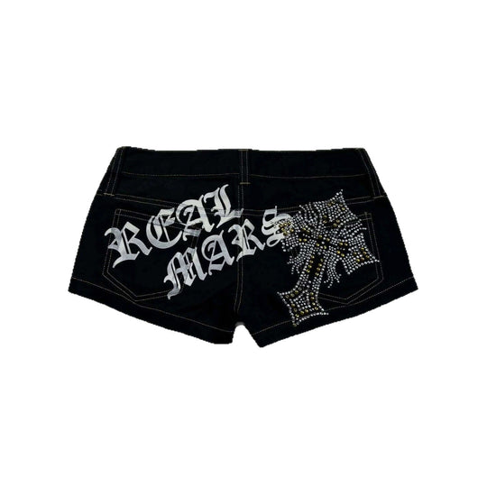 Damen Trendige Jeans-Shorts mit glitzernden Applikationen R&B