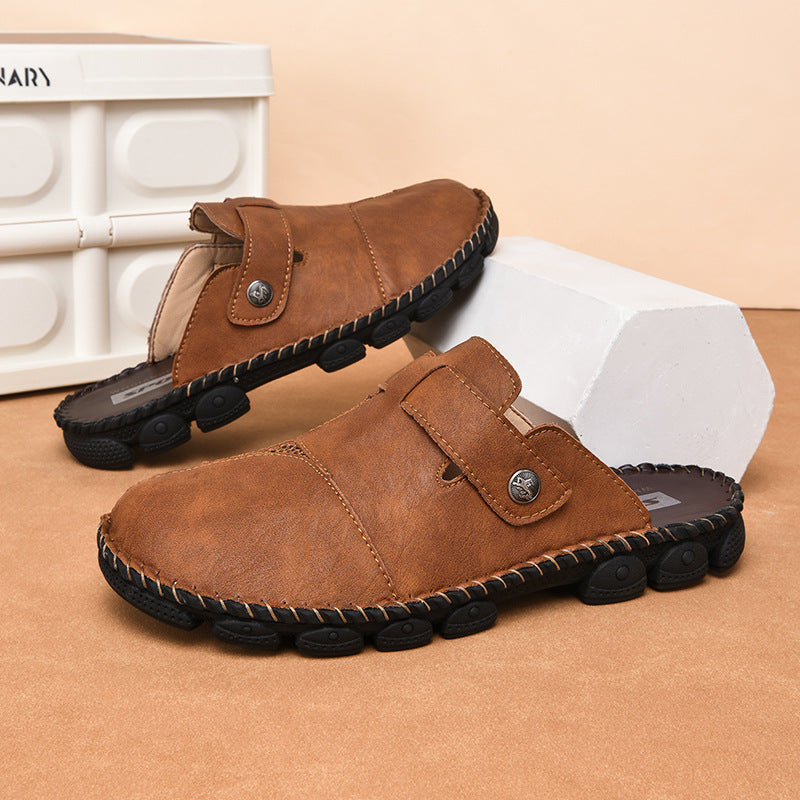 Damen Komfortable Leder-Mules mit verstellbarem Riemen R&B