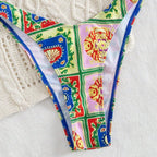 Damen Bikini mit elegantem Bandeau-Schnitt und buntem Muster R&B