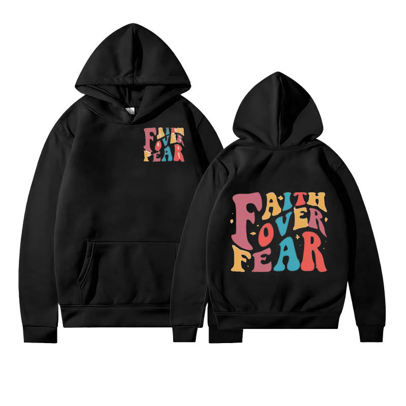 Damen Kapuzenpullover mit kreativem Schriftzug und weichem Innenfleece R&B
