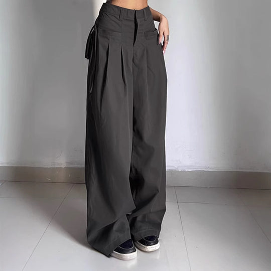 Damen Weite Plissee-Hose mit seitlichen Taschen und eleganter Bundführung R&B