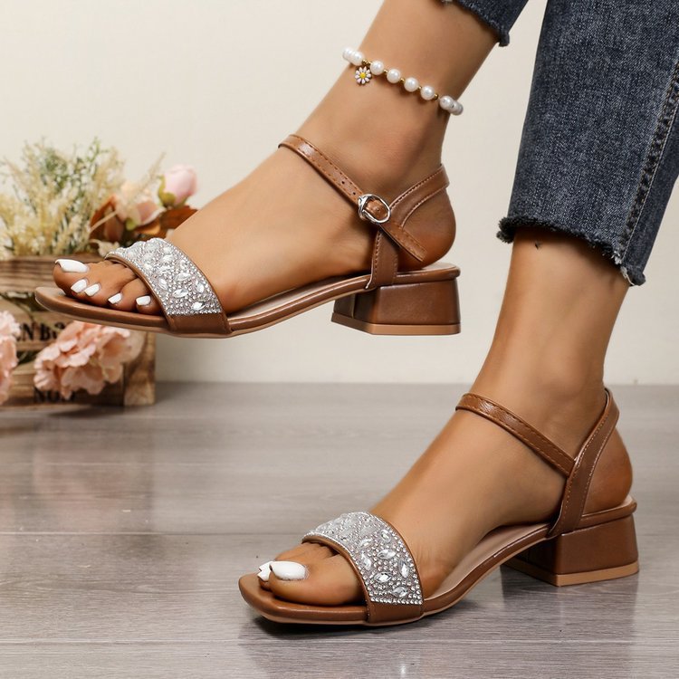 Damen elegant verzierte Blockabsatzsandalen R&B