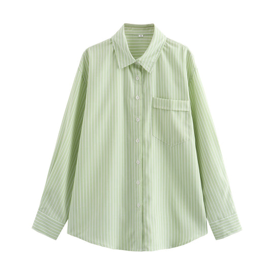 Damen Elegante und lässige Bluse mit feinen Streifen R&B