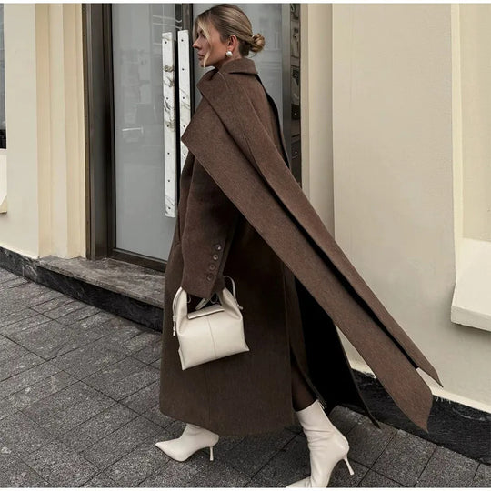 Damen Eleganter Oversize-Mantel mit schickem Kapuzenaufsatz R&B