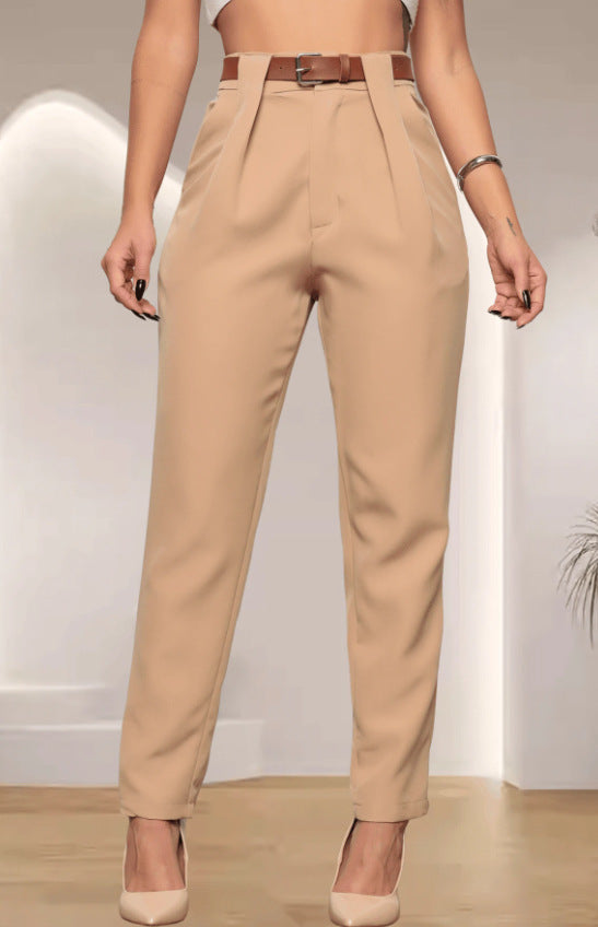 Damen elegante Hochbundhose mit Faltendetails R&B