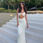 Damen Elegantes Maxikleid mit aufregendem Cut-Out und spaghettiträgern R&B