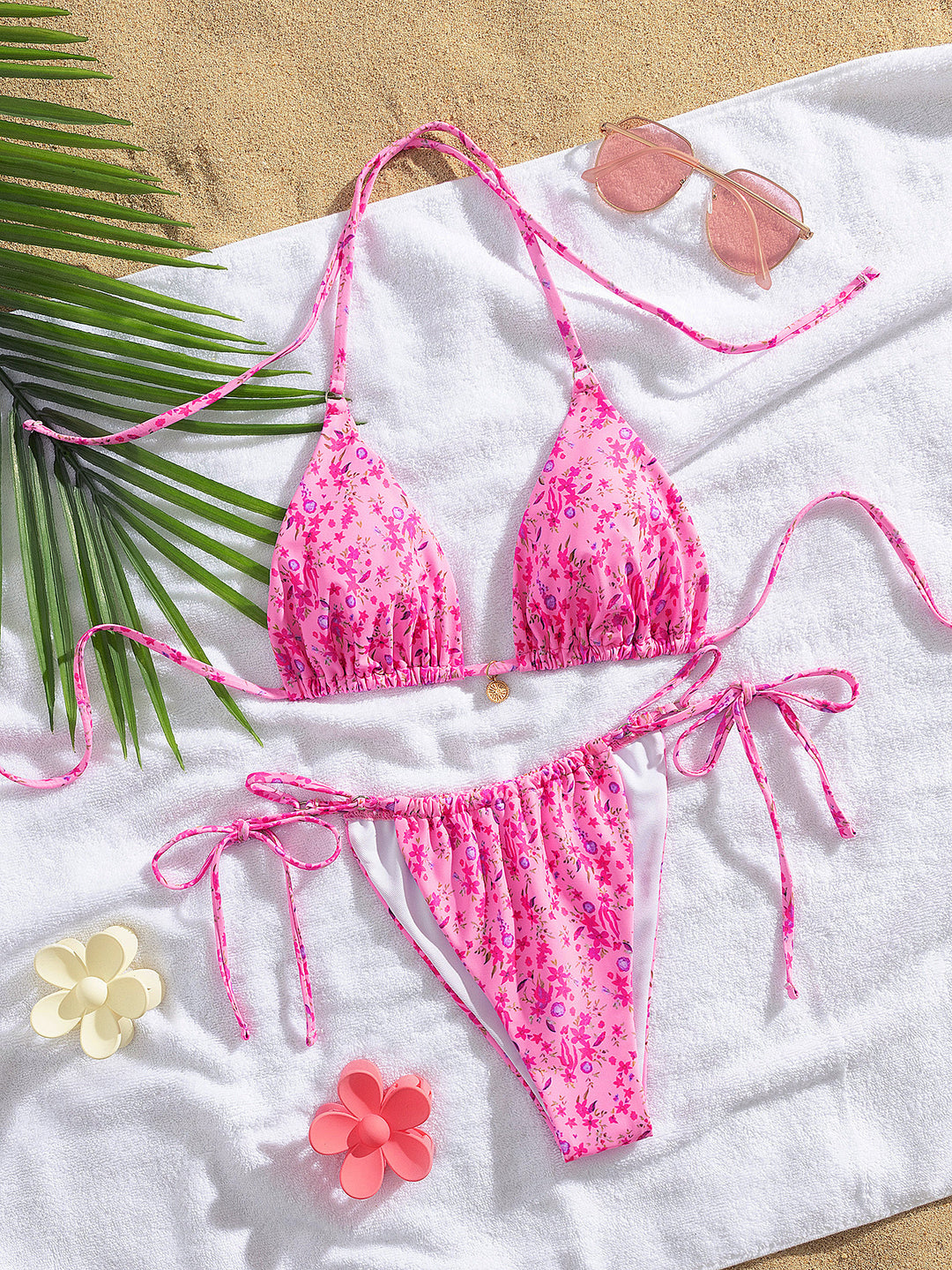 Damen Triangel-Bikini mit verspielten Bindebändern R&B