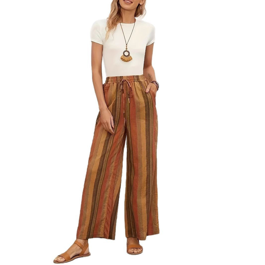 Damen Weit geschnittene Sommerhose mit Kordelzug und seitlichen Taschen R&B