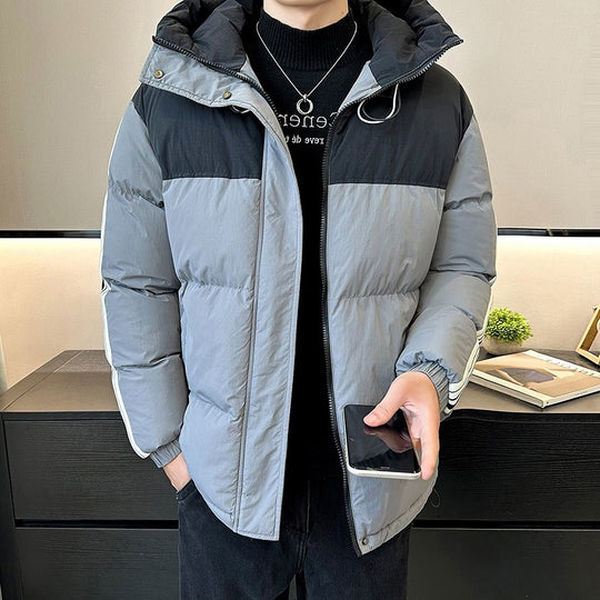 Herren modische und warme Steppjacke mit verstellbarer Kapuze R&B