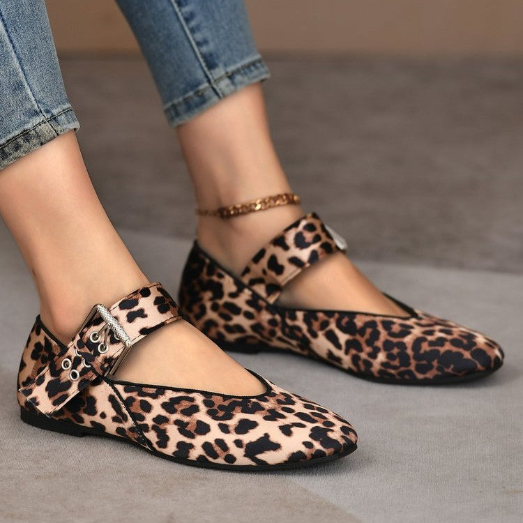 Damen elegante Flachschuhe mit modischem Riemchen und glänzender Oberfläche R&B
