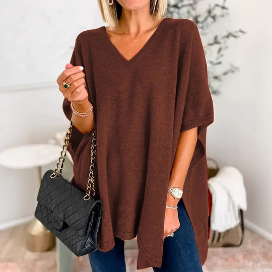 Damen V-Ausschnitt Oversized-Tunika R&B