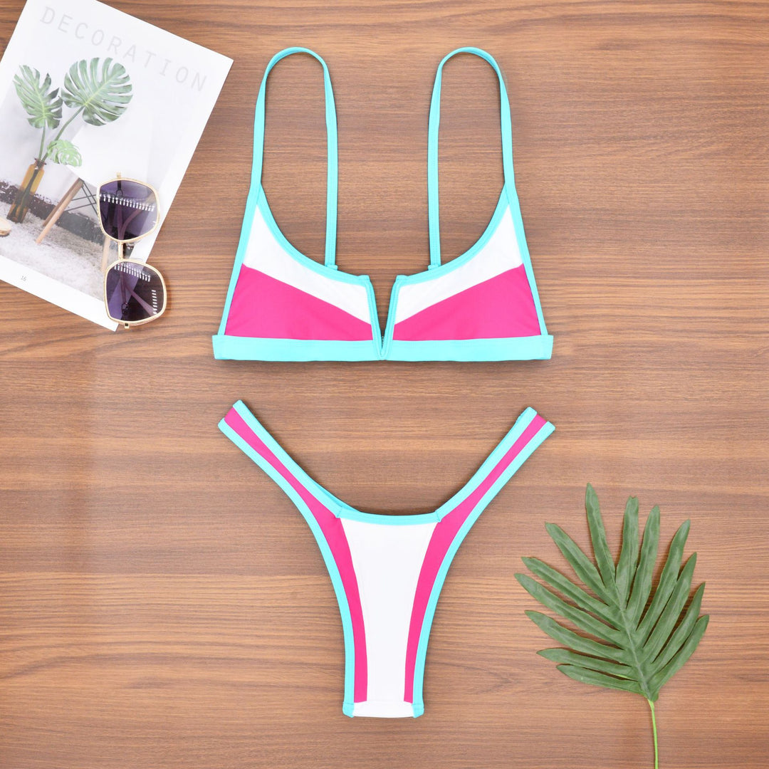 Damen Bikiniset mit modernem V-Ausschnitt und figurformenden Akzenten R&B