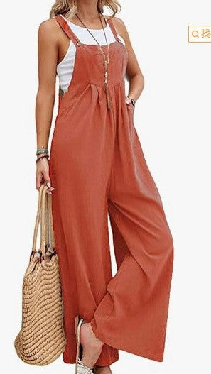 Damen Lässiger Jumpsuit mit praktischem Schnallenverschluss und weit geschnittenen Beinen R&B