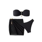 Damen Bandeau-Bikini Set mit eleganter Rock-Overlay R&B