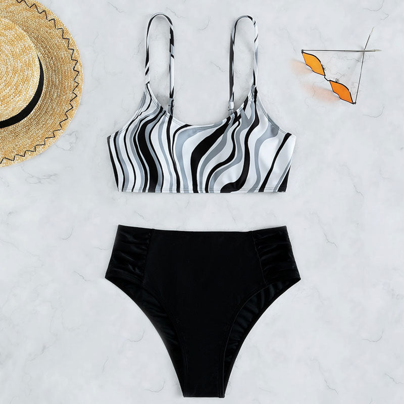 Damen Triangel-Bikini-Set mit modischem Wickeldetail und hochtailliertem Slip R&B