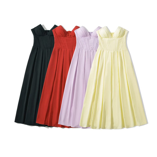 Damen Maxikleid mit elegantem Bustier-Ausschnitt und fließendem Rock R&B