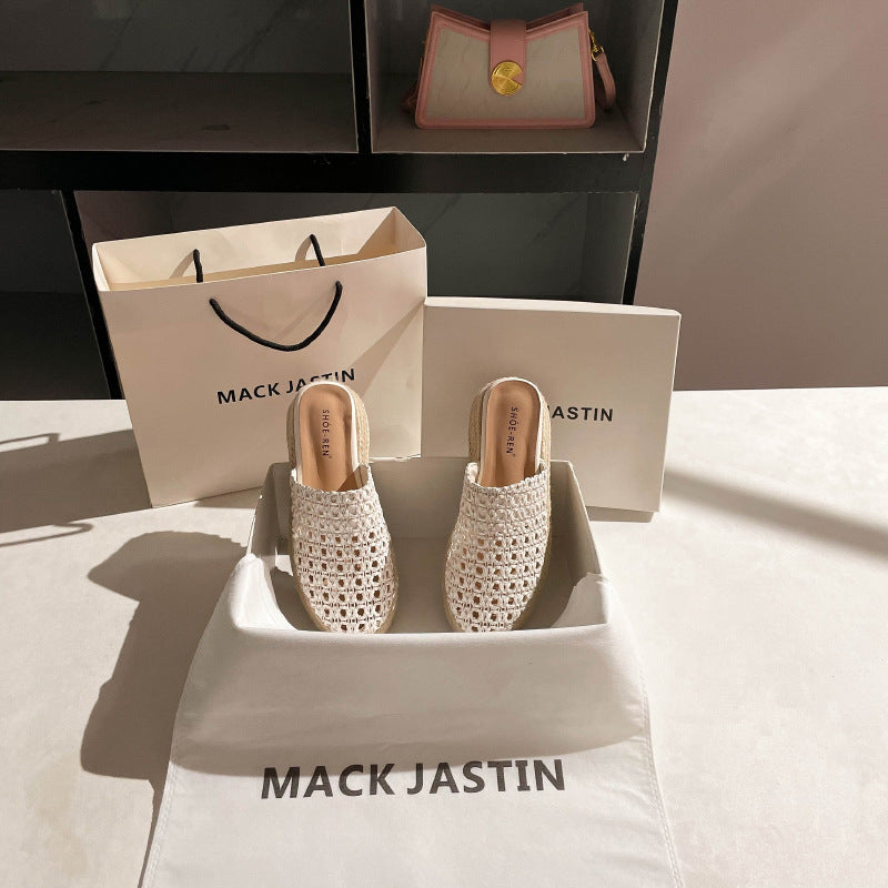 Damen Offene Clogs mit elegantem Geflecht R&B