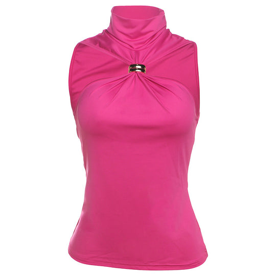 Damen elegantes Top mit hohem Kragen und schlichtem Design R&B