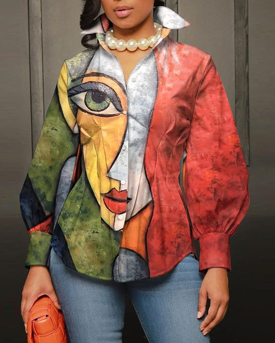 Damen modische Bluse mit geometrischem Design R&B
