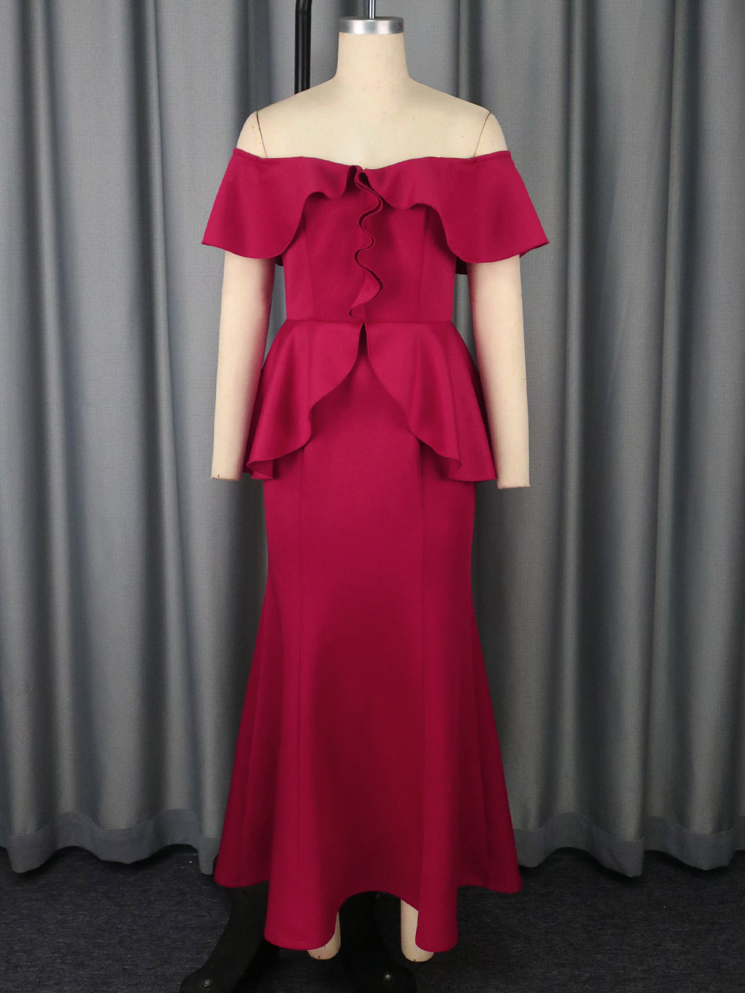 Damen Elegantes Abendkleid mit schulterfreien Rüschen R&B