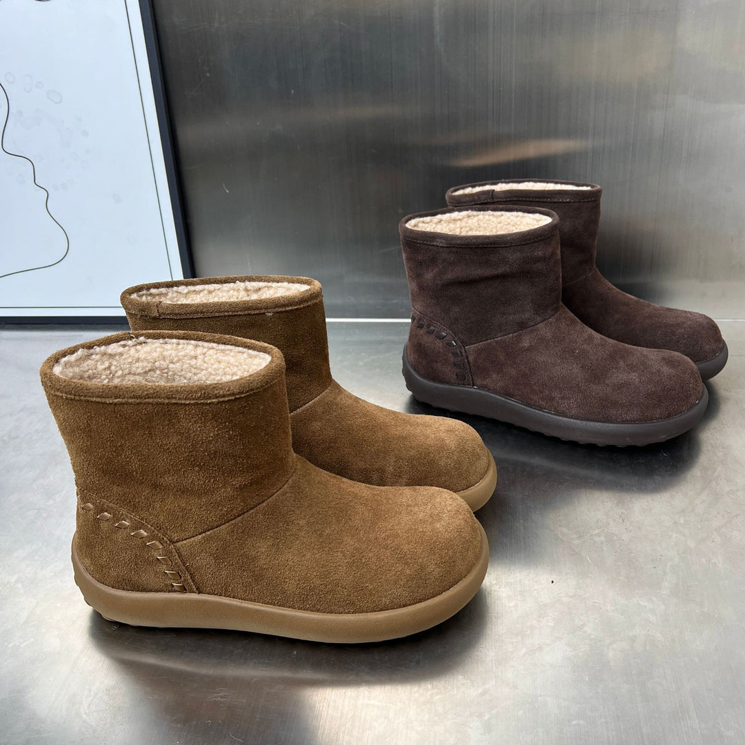Damen bequeme Winterstiefel aus hochwertigem Wildleder mit kuscheligem Innenfutter R&B