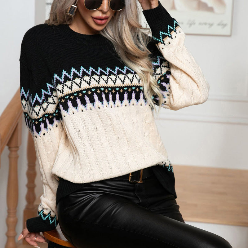 R&B | Geometrischer Strickpullover im Retro Look