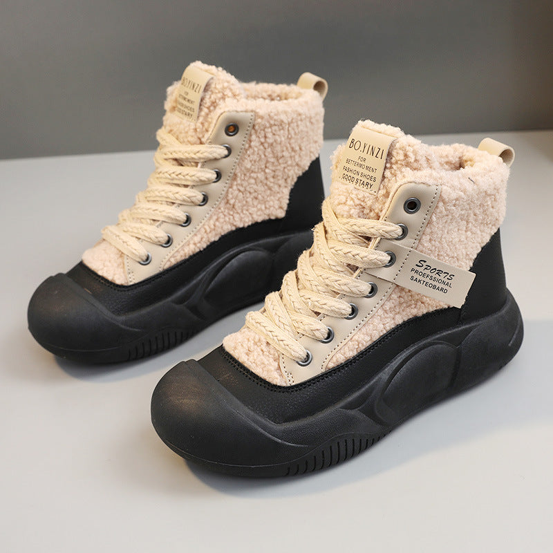 Damen warme High-Top Stiefel mit kuscheligem Innenfutter und rutschfester Sohle R&B