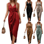 Damen Wickel-Maxi-Kleid mit elegantem Faltenwurf