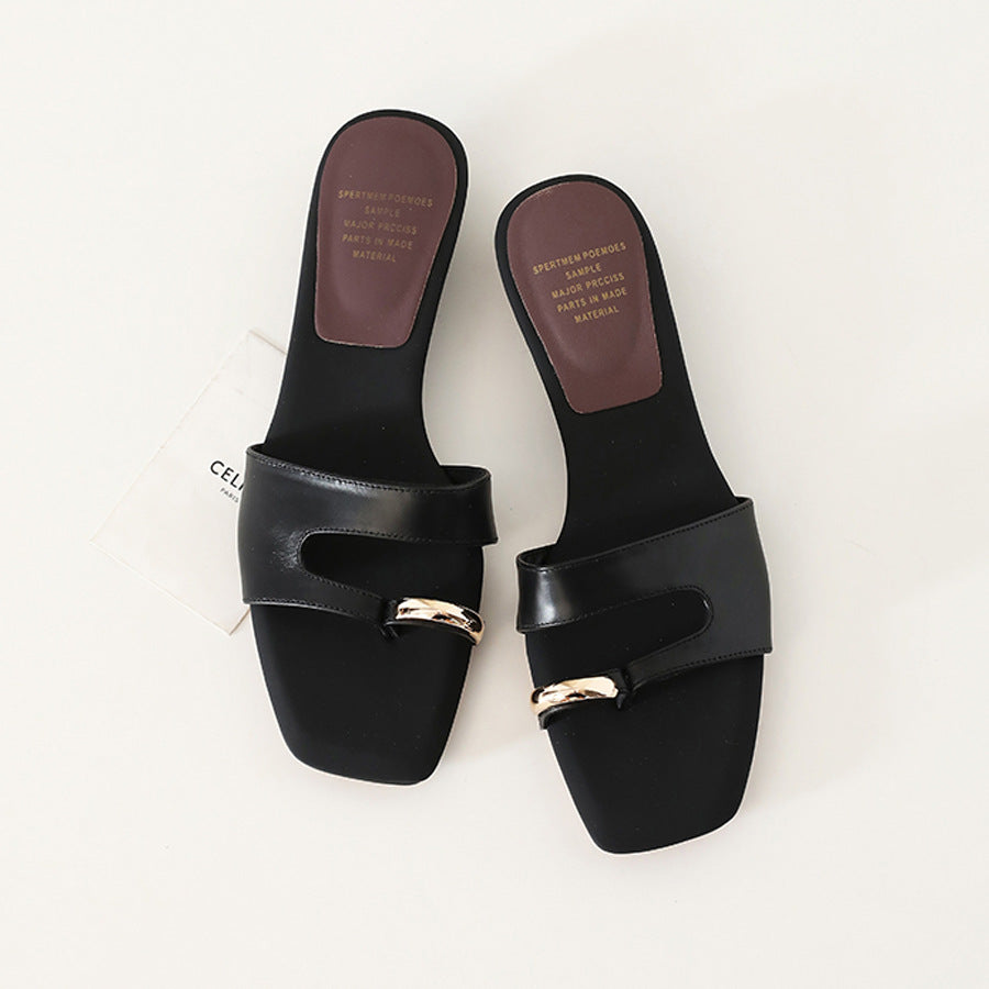 Damen modische Slides mit exklusivem Kettendetail R&B