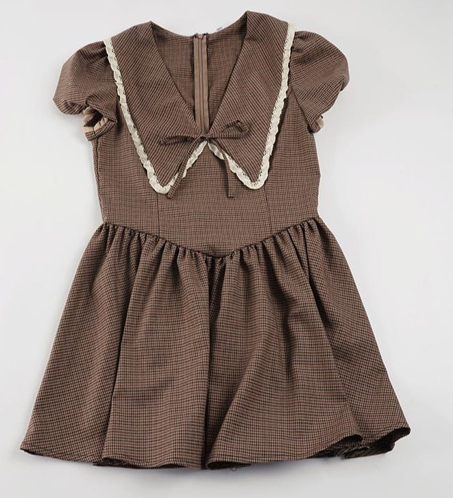 Damen Vintage-Folklore Kleid mit voluminösen Ärmeln und dekorativem Kragen R&B