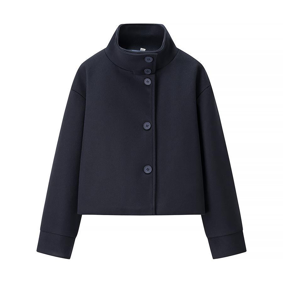 Damen elegante Kurzjacke mit Stehkragen und modischen Knopfdetails R&B