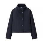 Damen elegante Kurzjacke mit Stehkragen und modischen Knopfdetails R&B