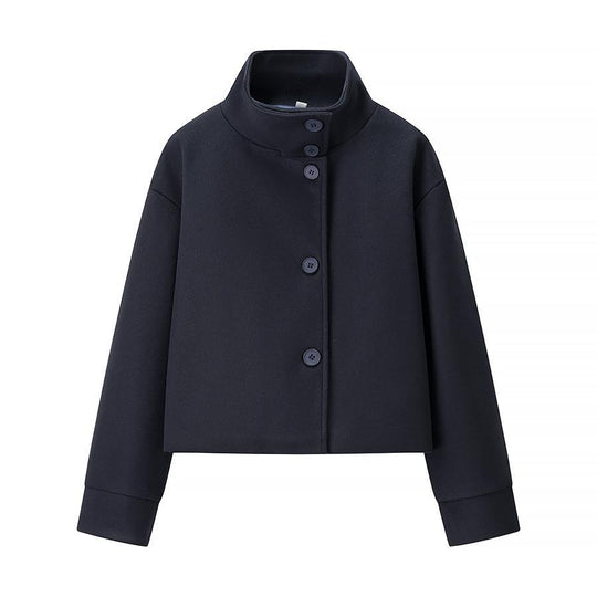 Damen elegante Kurzjacke mit Stehkragen und modischen Knopfdetails R&B