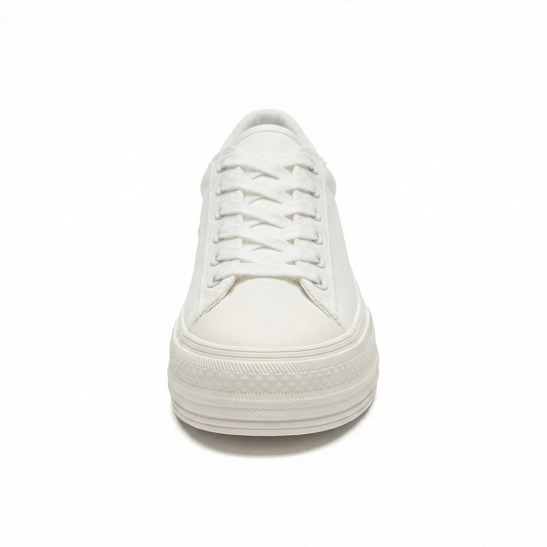 Stilvolle Weiße Damen Canvas Sneaker Bequeme Stoffschuhe für jeden Rock