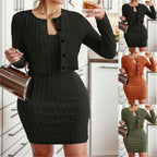Damen cardigan und kleid im Rippstrickdesign R&B
