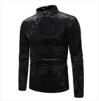 Herren eleganter Rollkragenpullover aus luxuriösem Samtstoff R&B