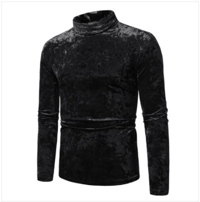 Herren eleganter Rollkragenpullover aus luxuriösem Samtstoff R&B