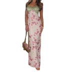 Damen Maxikleid mit floralem Spitzenoberteil und zarten Spaghettiträgern R&B