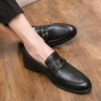 Herren Elegante Premium-Leder Mokassins mit dekorativem Riemen R&B