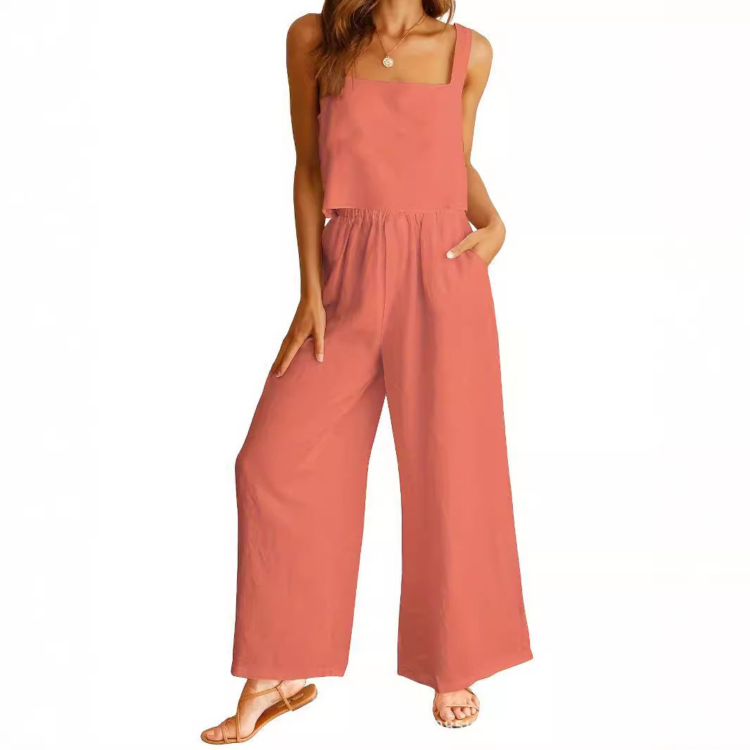 Damen Weit geschnittener Jumpsuit mit modischem Oberteil und praktischen Taschen R&B