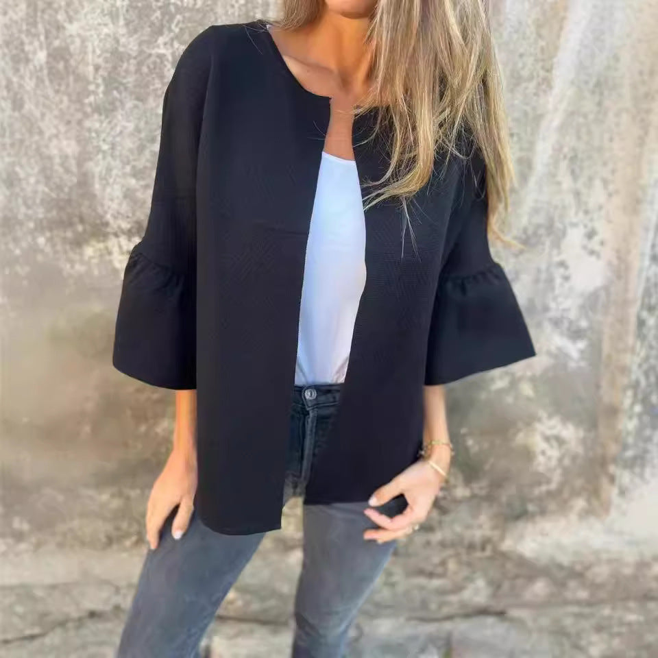 Damen modische Cardigan mit auffälligen Glockenärmeln und lockerer Passform R&B
