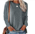 Damen lässiges Langarmshirt mit Taschen und Rundhalsausschnitt R&B