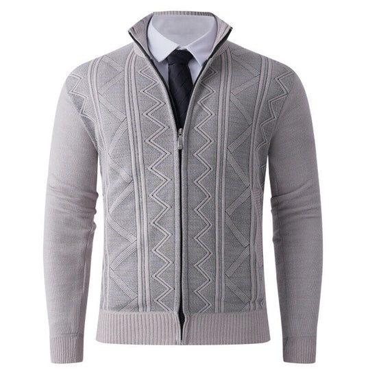 Herren Strickjacke mit modernem Zipper und strukturiertem Design R&B
