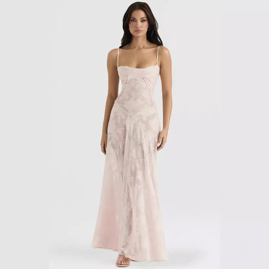 Damen Elegantes Maxikleid mit floralem Häkelmuster und raffiniertem Schnitt R&B