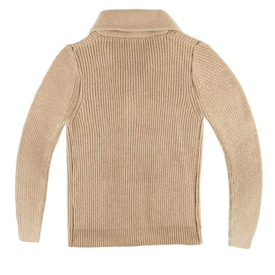 Damen Grobstrick Pulloverjacke mit elegantem Schalkragen und knöpfen R&B