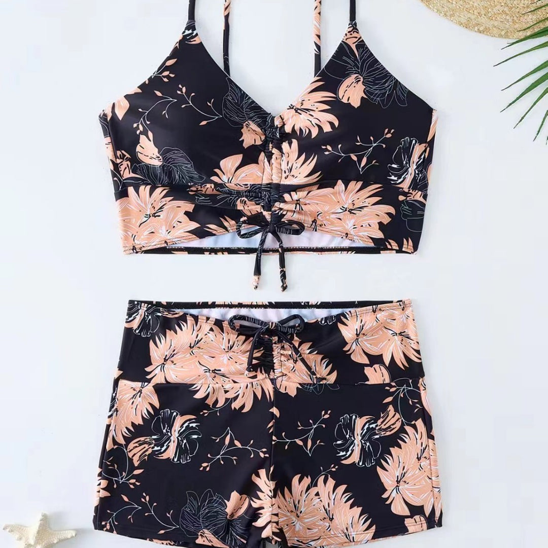 Damen Bikini mit floralem Rüschendesign und verstellbaren Trägern R&B