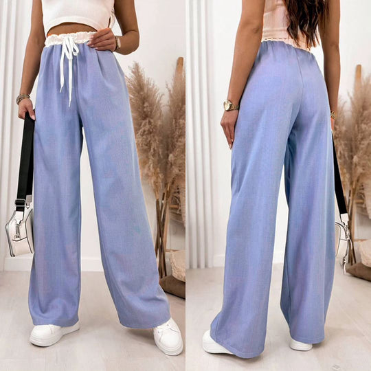 Damen Leichte Sommerhose mit elastischem Bund und seitlichen Taschen R&B