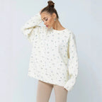 Damen Oversized Strickpullover mit floralen Akzenten und weitem Schnitt R&B