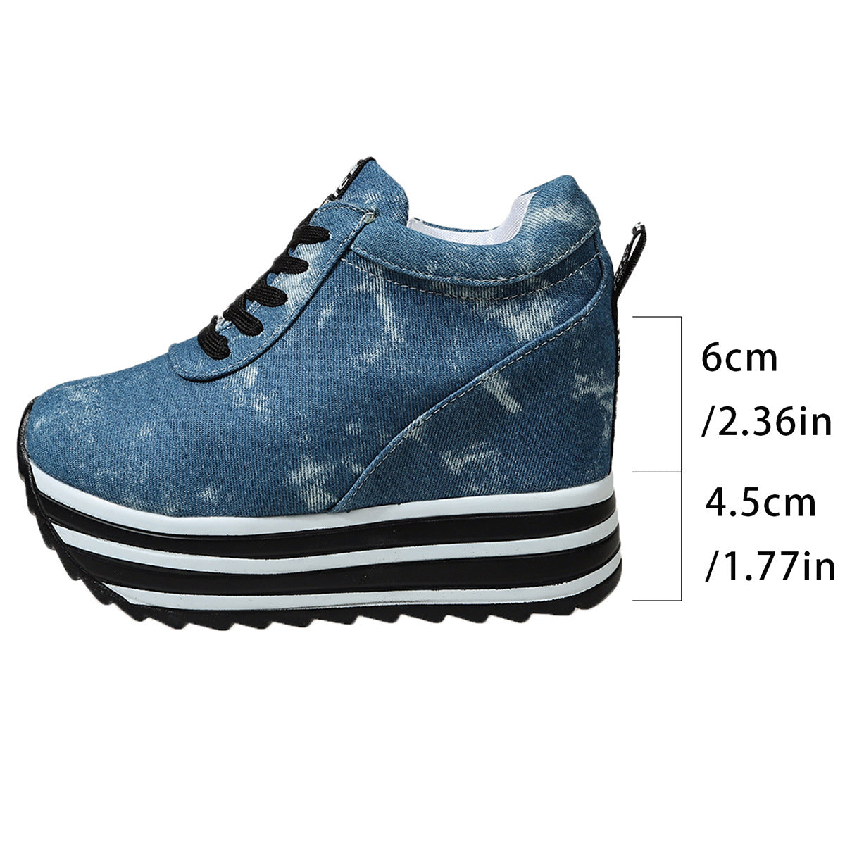 Damen Wedge-Sneaker im Denim-Look mit komfortablem Plateau R&B
